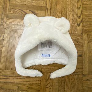Mayoral Fuzzy FAUX FUR EARS HAT, Chin Strap, 24M
